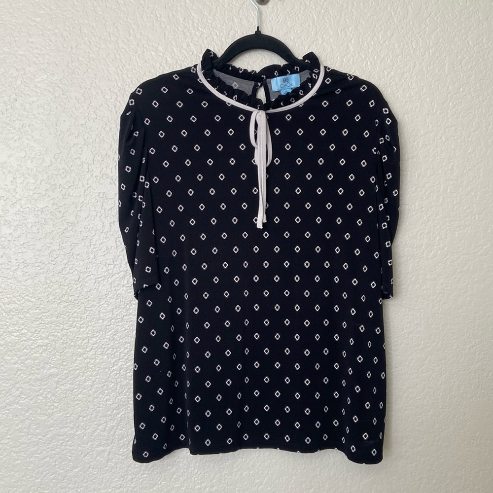 CeCe Black and White Blouse XL
